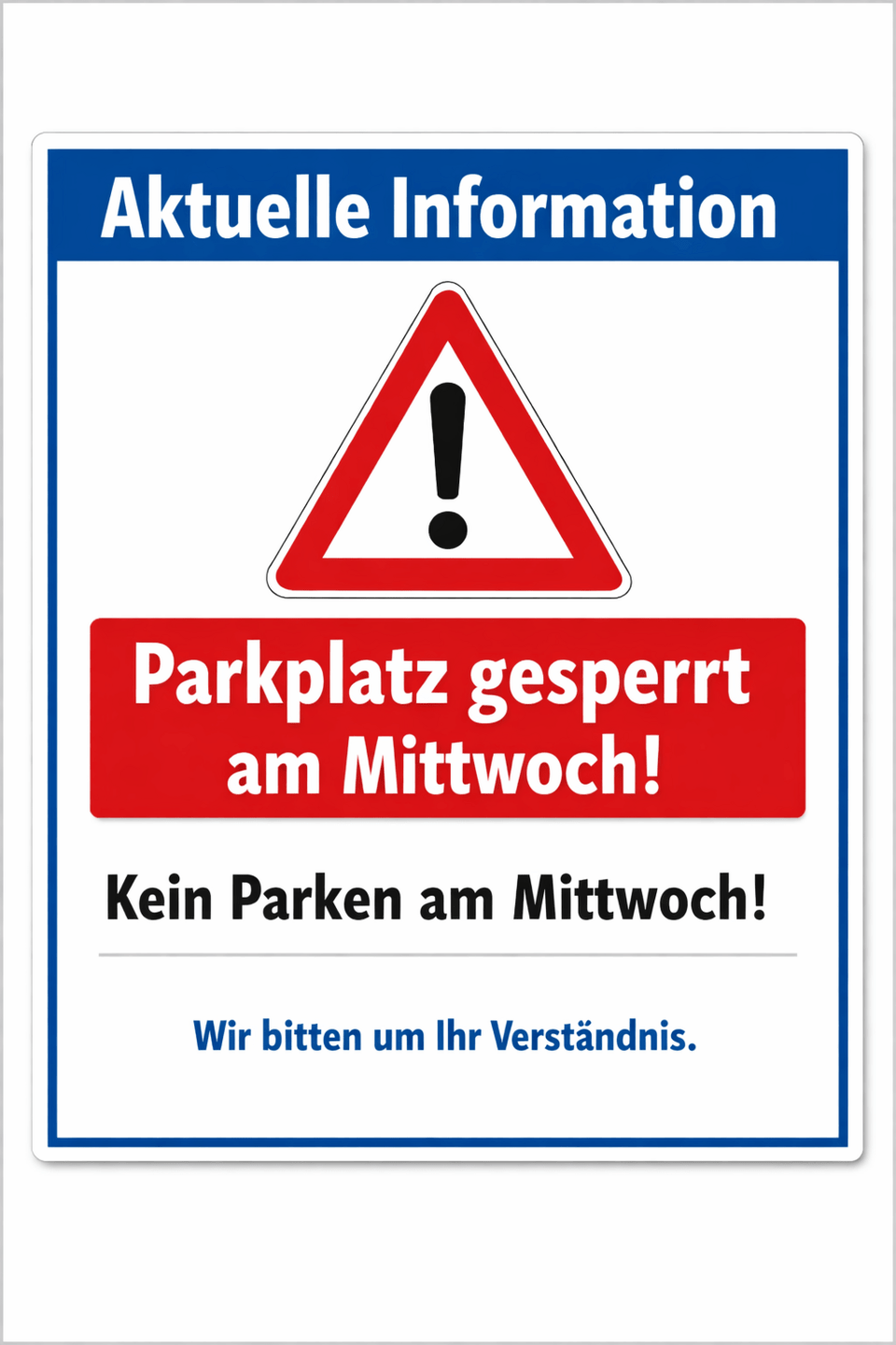 Parkplatz gesperrt